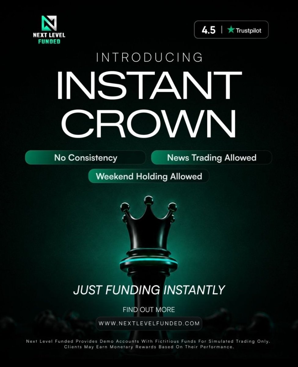 A_xeroo's tweet photo. 👑 Next Level Funded – Instant Crown

✔️ Instant Funding 

✔️ No Consistency Rule.

 ✔️ News Trading Allowed 

✔️ Weekend Holding Allowed

Focus on trading, not on unnecessary restrictions.
Who's ready to get funded? 🔥

Trade Which @NextLvlFunded instant crown https://t.co/Dvp3vknIwv