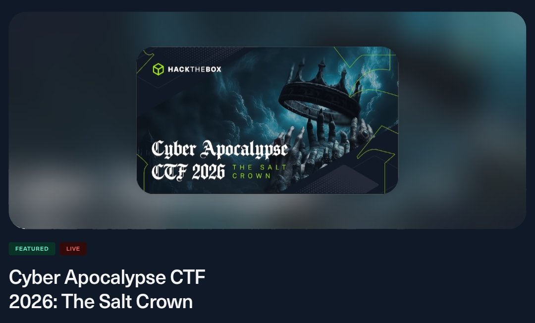 Romilpatel1988's tweet photo. Proud to be competing in
#CyberApocalypse26 with team 1337_PwnSp4c3 and weβve reached the Top 12 so far! π₯
An intense and unforgettable CTF. Huge thanks to @hackthebox_eu for the challenge! πβοΈ
https://t.co/3e84ZbSM1s
#CyberApocalypse26 https://t.co/JobJMn9oVg
