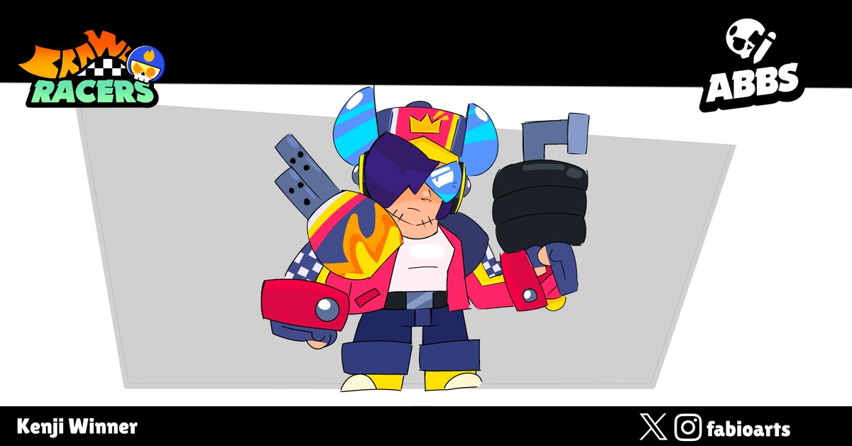 TesteK57653's tweet photo. KENJI WINNER 🏆 (2/2) Pose dinâmica #BrawlRacers #brawlstars #conceptart https://t.co/q71GHWbLVC