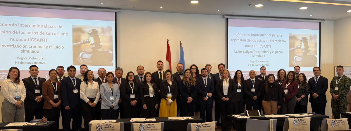 dkucawca's tweet photo. Importante evento de ICSANT, el Convenio Internacional para la Represión de los Actos de Terrorismo Nuclear, el Programa de Prevención del Terrorismo NRBQ de la Subdivisión de Prevención del Terrorismo de la UNODC. Un gran  privilegio participar! Bogotá, Colombia. 03/2026 https://t.co/hQp3CGmF4x