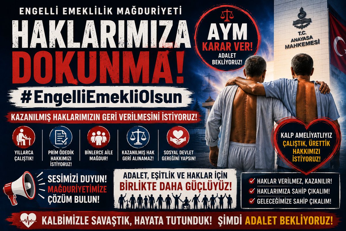 engelliyizcomtr's tweet photo. AYM KARAR VER

#EngelliEmekliOlsun https://t.co/g2dQloQTZR