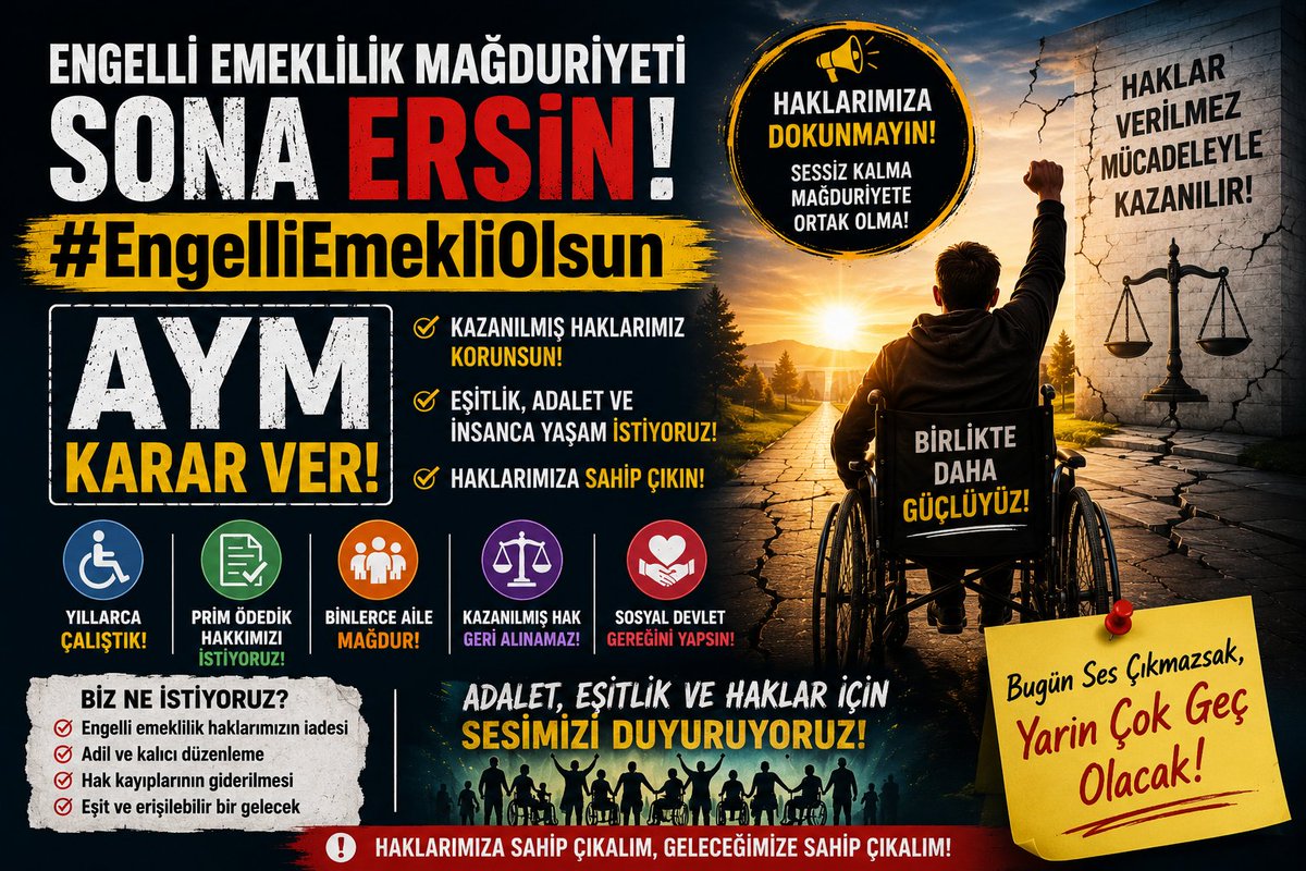 engelliyizcomtr's tweet photo. AYM KARAR VER

#EngelliEmekliOlsun https://t.co/g2dQloQTZR