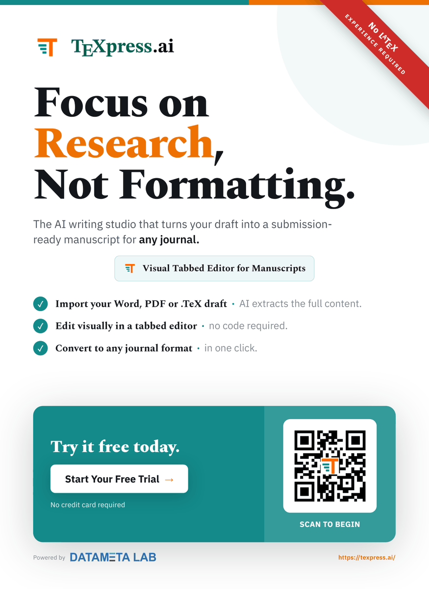 TeXpressAI's tweet photo. Introducing TeXpress: Visual Tabbed Editor for Manuscripts
Visit to try if for free: https://t.co/wGazRmVgWc https://t.co/X8ErOFuT9i