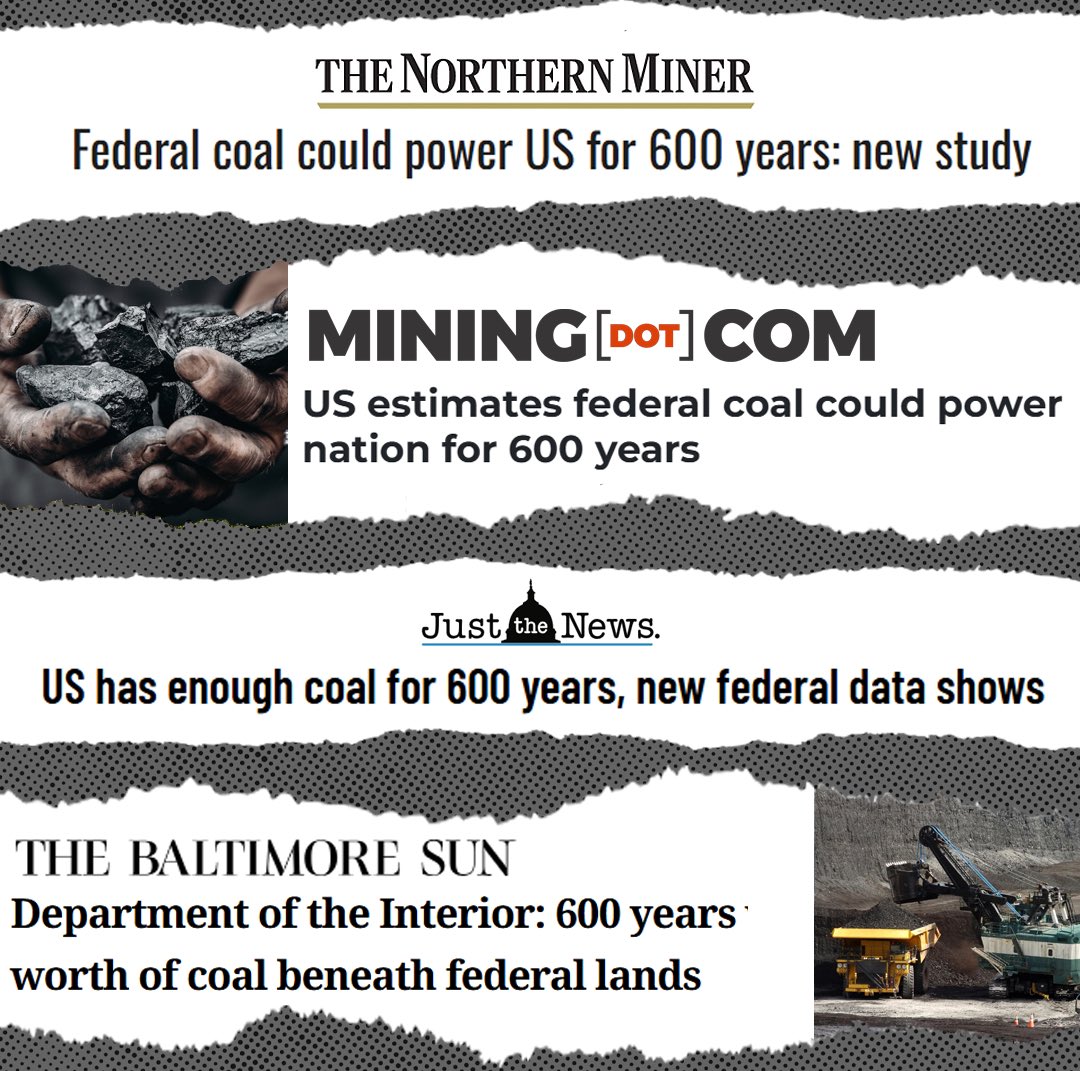 SecretaryBurgum's tweet photo. 🚨 ICYMI: @USGS uncovered enough Beautiful Clean Coal to power the U.S. for 600 YEARS!

Under @POTUS, we are working at Trump Speed to unleash secure, reliable and affordable American energy. https://t.co/AVvqKuTJk3