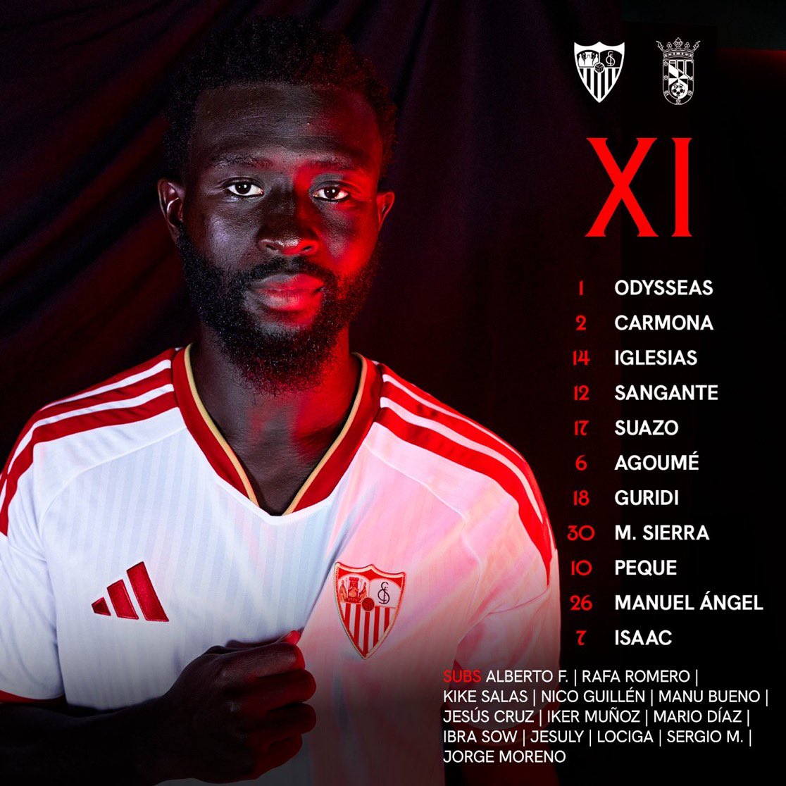 SevillaFC_ENG's tweet photo. Here’s how we line up for our friendly against AD Ceuta this evening 👇 https://t.co/Lz1AJmgkm8