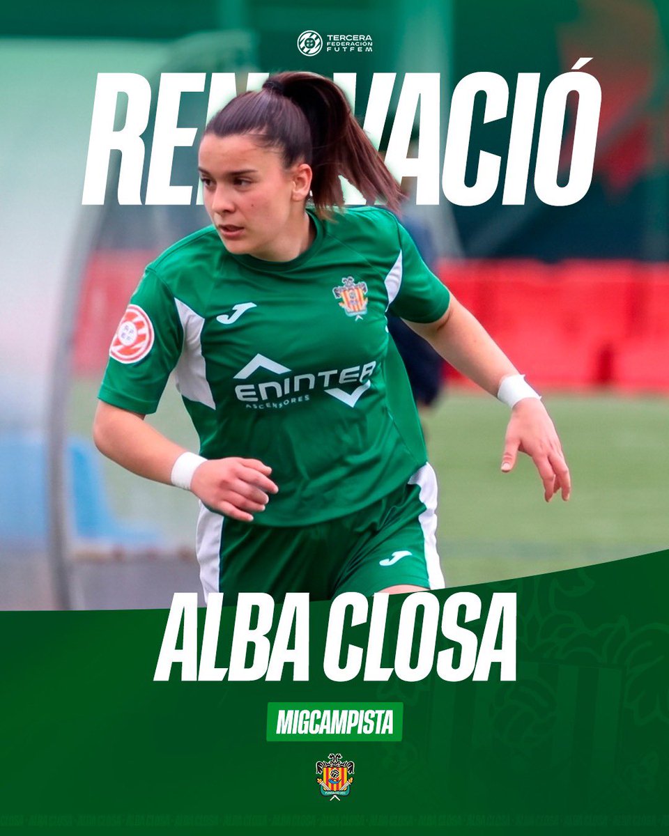 FundacioUEC's tweet photo. RENOVACIÓ! 💚

🗂️ Temporada 2026 • 2027
📌 𝐓𝐄𝐑𝐂𝐄𝐑𝐀 𝐑𝐅𝐄𝐅 

👤 La #FundacióUEC fa oficial la renovació de la migcampista Alba Closa amb el Primer Equip femení!

#Ambelverdalcor 💚 https://t.co/cqEsCsRaGR
