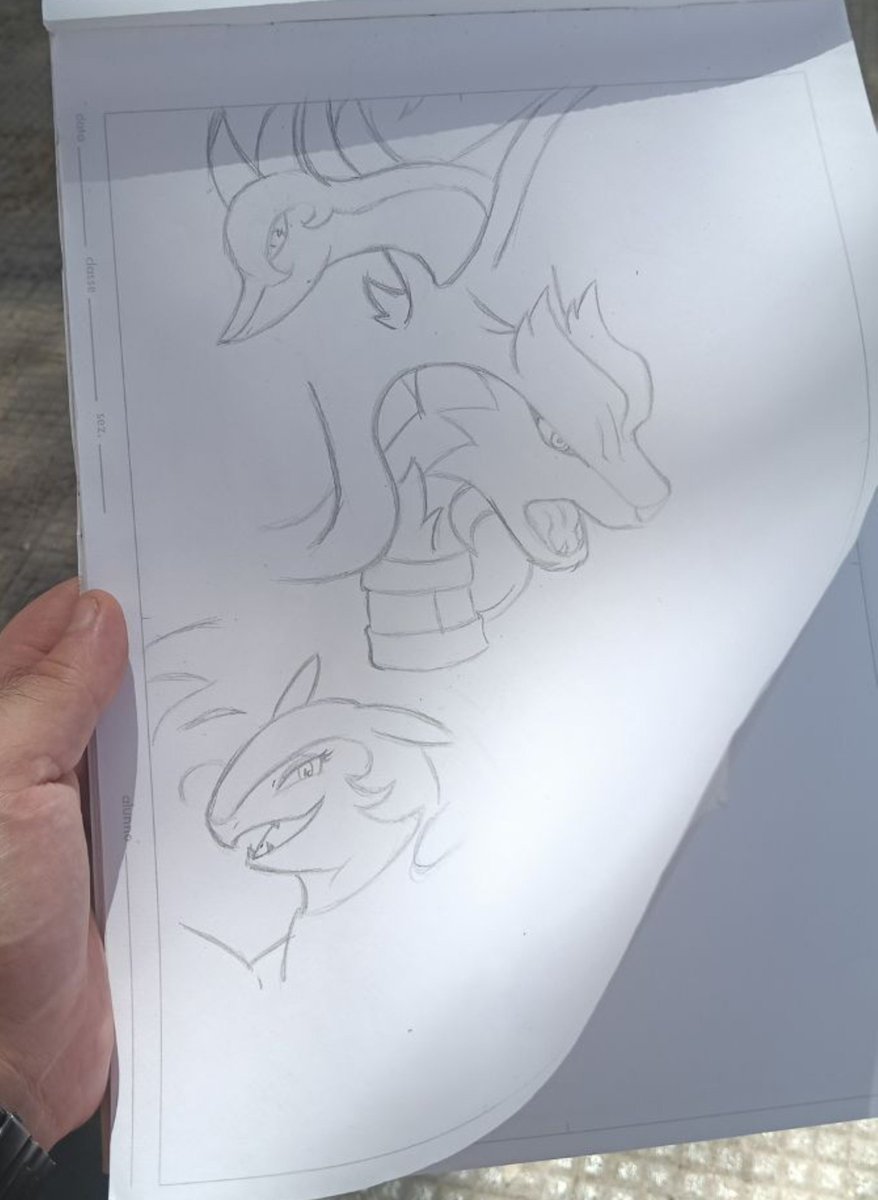 Zero_Zenith_'s tweet photo. Today i wanted to draw my ideal Pokémon team but.. let's just say that it ain't went as i wanted. I miscalculated the measures of the pokémons and couldn't draw who i wanted.
The original idea was: Reshiram, Serperior, Hisui's Typhlosion, Alolan's Ninetales, Lucario and Samurott. https://t.co/rVfdK5wLFv