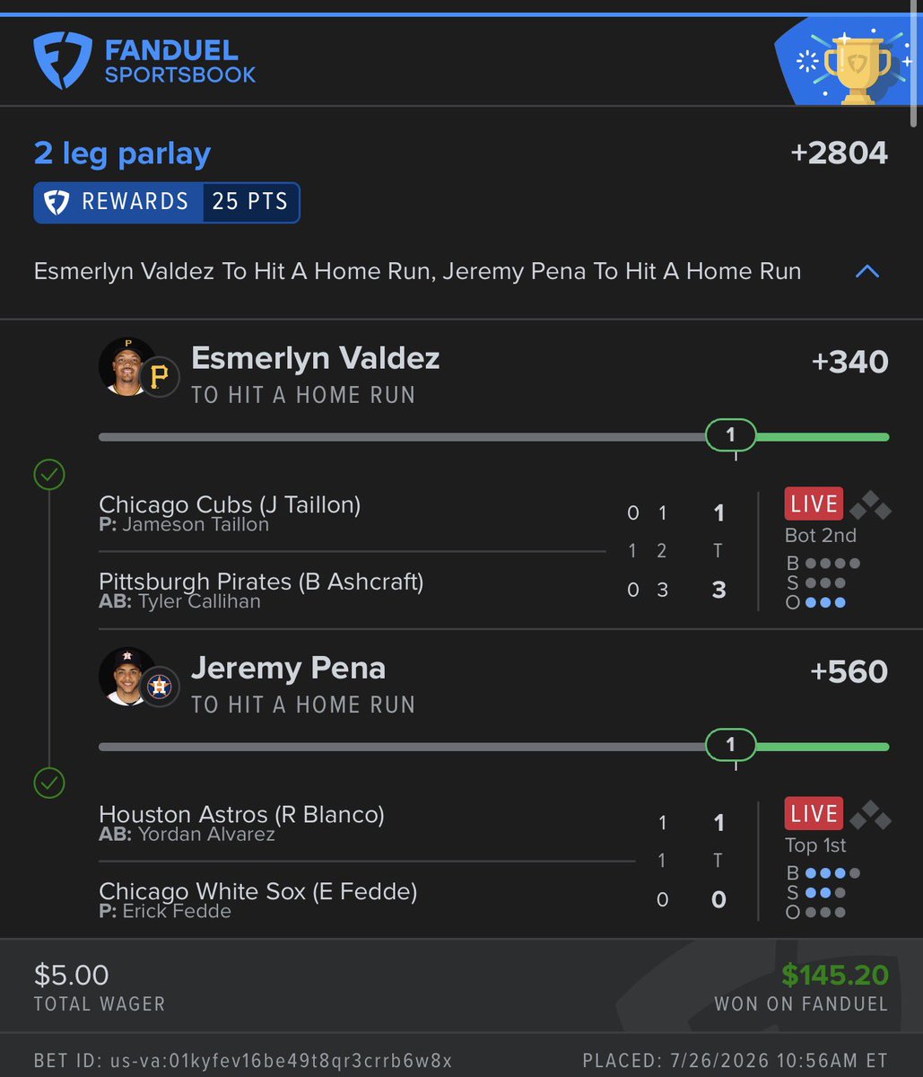0417marie's tweet photo. @POTDJay Love an early win! Loved your Pena pick today!!!!! https://t.co/fF1AdPAE7t