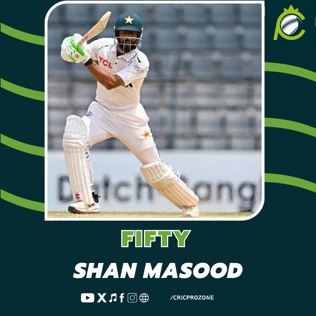 cricprozone's tweet photo. SHAN MASOOD IN FULL FLOW! 🔥🏏

A superb 46-ball fifty as Shan Masood brings up his 15th Test half-century in style. 👏🇵🇰

A confident start to the series from the experienced player. 💪
#WIvPAK #cricprozone #Cricket #PakistanCricket https://t.co/W5EUWy9SLo