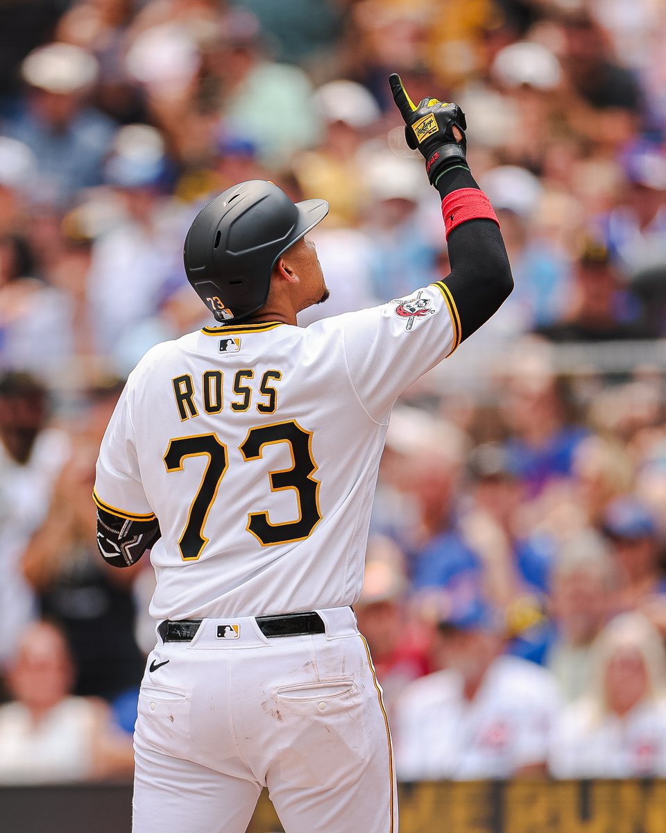 Pirates's tweet photo. First hit 🤝 First home run. https://t.co/h0oY5Wtnja
