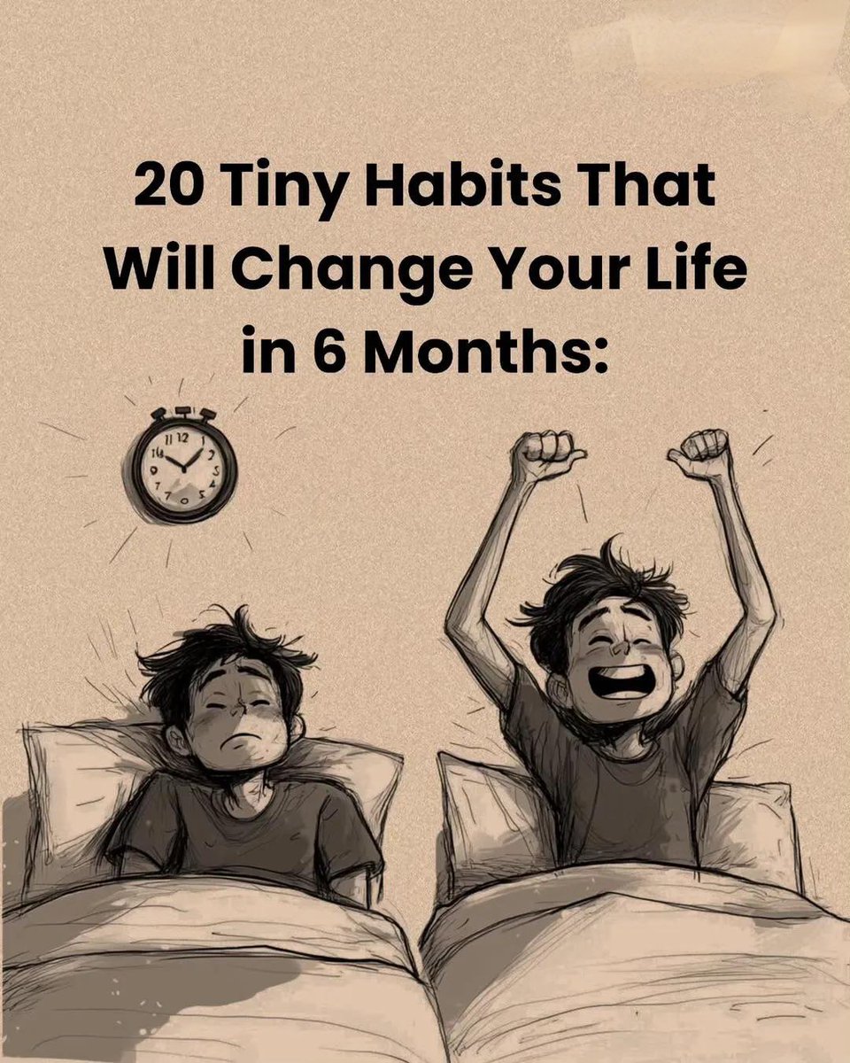 YourBestSelfX's tweet photo. 20 TINY HABITS THAT WILL CHANGE YOUR LIFE IN 6 MONTHS:

(Bookmark This!) https://t.co/MHMcD0xVk8