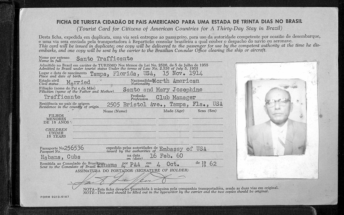 exquaesitor's tweet photo. Santo Trafficante's Brazilian tourist visa https://t.co/GmYEDnfcwS