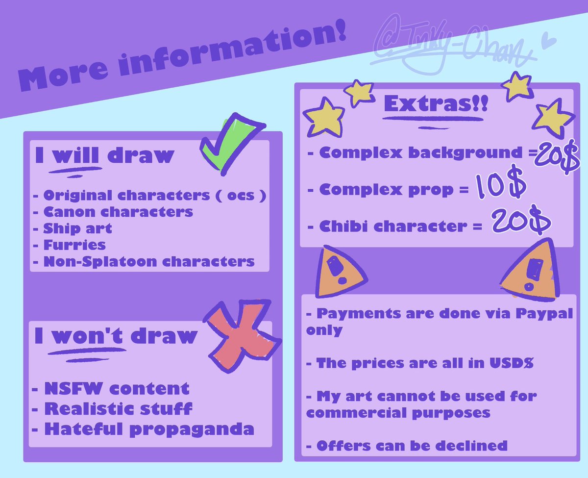 Inky_Chan18's tweet photo. I updated my c0mmisson sheet!! ⭐️( some prices have changed 👀 )

Make sure to read everything please 🙏🏻

Dm me if interested ^_^ 💜 https://t.co/vdcOmSsokt