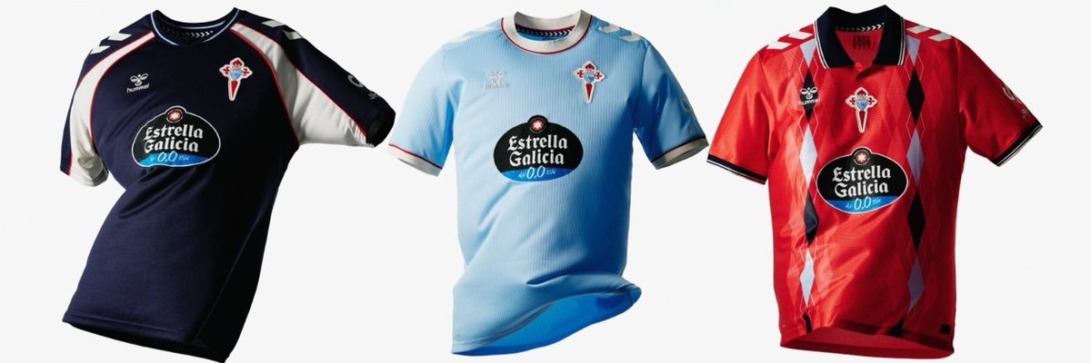 A17A32's tweet photo. Me sigue pareciendo increíble que Estrella nos haya adaptado el pegote en 2/3 equipaciones y que al Celta les haya dado 3 pegotes horribles. https://t.co/G7BJxcRdAV