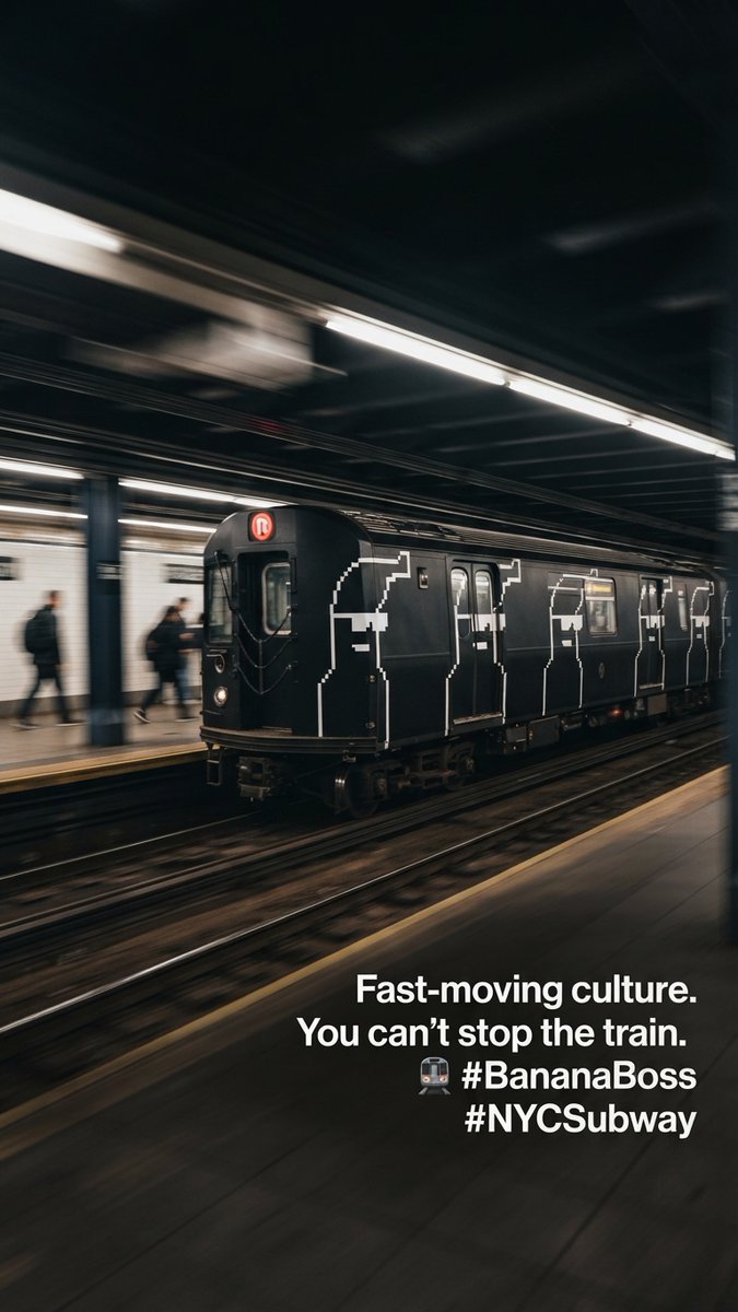 BossBanana_AI's tweet photo. Fast-moving culture. You can't stop the train. 🚇 #BananaBoss #NYCSubway #BossBananaBrotherhood #BBB https://t.co/vPwCN5Fzcg