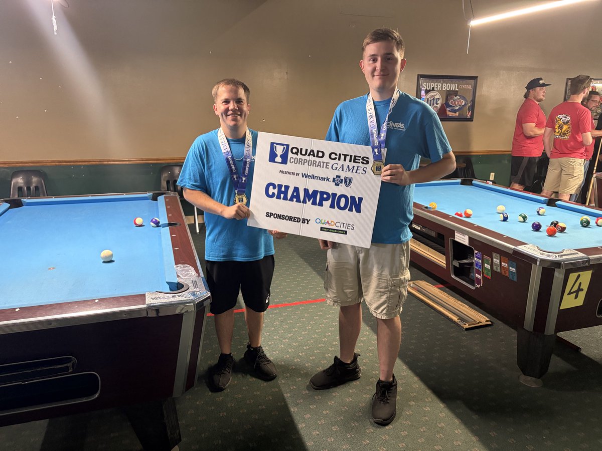 qccorpgames's tweet photo. Division 3 Billiards 
🥇Cintas
🥈R.A Jones
🥉Iowa DOC https://t.co/lXKzaGrUyU