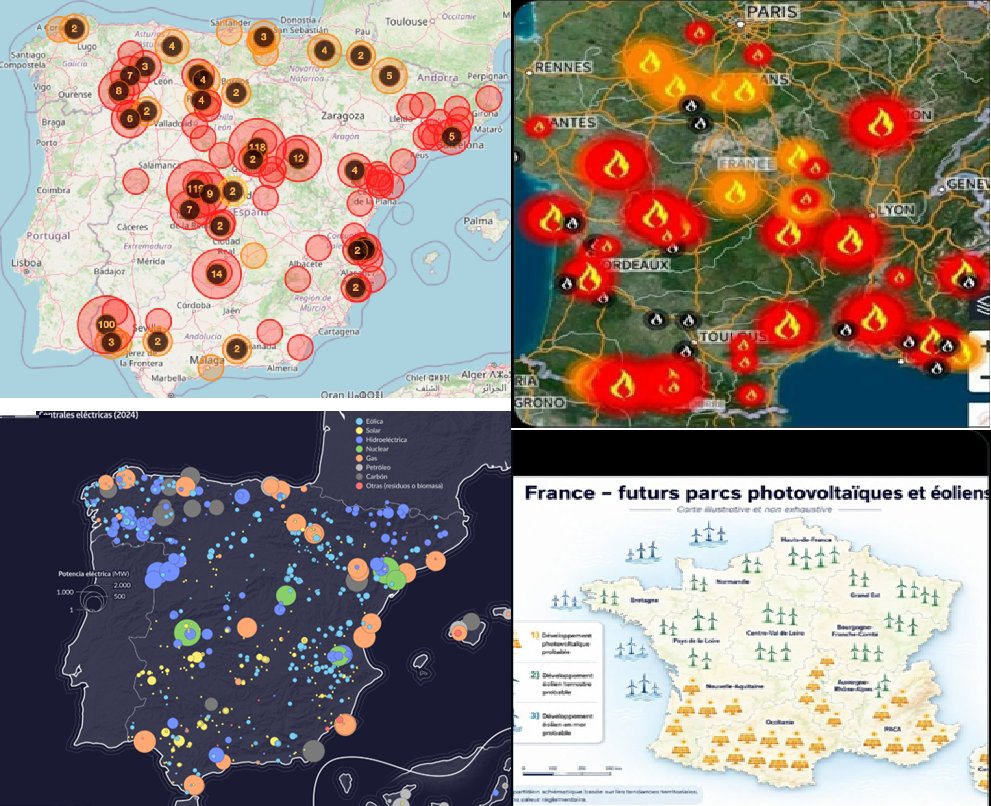 alverte_se's tweet photo. ES UN CRIMEN CONTRA LA HUMANIDAD 

El mapa de incendios en España y Francia coincide con el mapa de centrales eléctricas y placas solares

Para centros de datos y vigilancia

#IncendiosForestalesEspaña https://t.co/I3z4LteAus