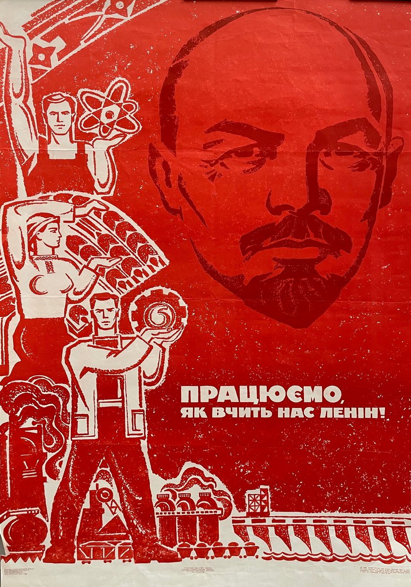 PicturesUssr's tweet photo. Soviet Ukrainian poster "We work as Lenin taught us!", 1969 https://t.co/Gpnkr1aFwk