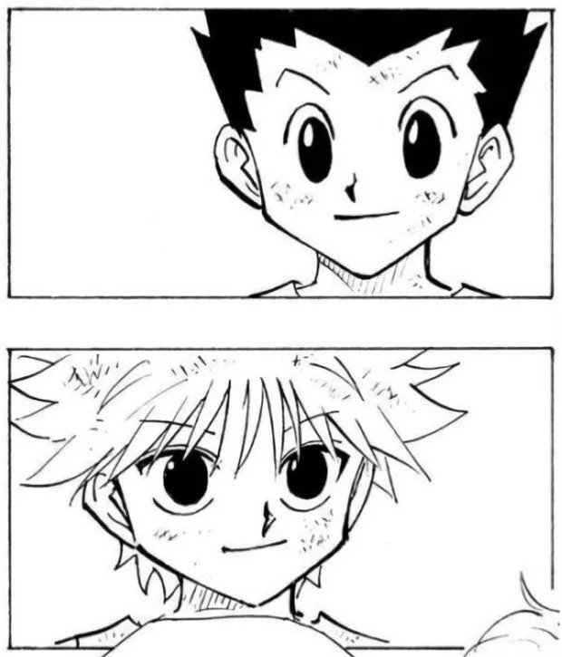 DomiRizu's tweet photo. I miss the time when Killua and Gon could simply look at each other and those glances spoke louder than words https://t.co/sJuVLxYr3d