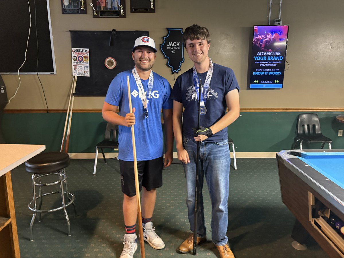 qccorpgames's tweet photo. Division 2 Billiards 
🥇Schebler Company
🥈IMEG
🥉MAA https://t.co/qYBetJveFy