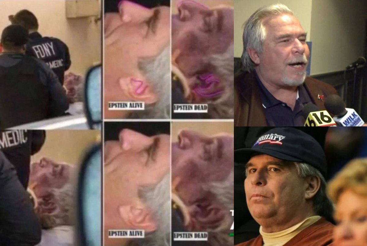 RealWhiteRa66it's tweet photo. 🔺🇺🇸 Is Epstein still alive❓ Yes.

Killary's Brother Tony Rodham died around same time Epstein "committed suicide."

He was too powerful, while his Pedos run our World.

People theorize for years now that it was Clinton's bro's body in Epstein's place - he died around same time https://t.co/ogFgvJUFxe