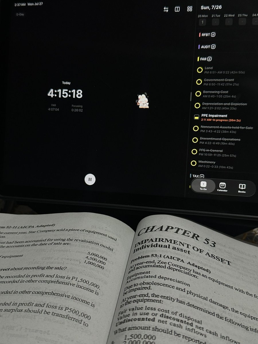 aj_fcpa's tweet photo. ππ» β 07/26/2026 #studylog quiz recall day
β‘ FAR - Second half ng Assets
sana maalala ko lahat bukas lmao
#studytwt #studytwtph #cpaletwt #bsatwt https://t.co/YTCgZahkXo