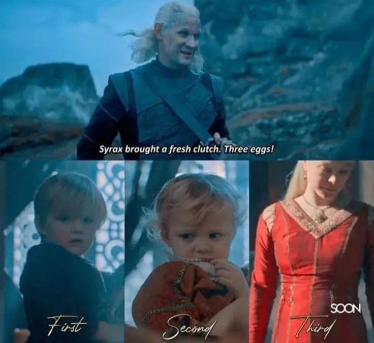 Utd_Valeria's tweet photo. Remember how fucking adorable and excited Daemon was when he found three new dragon eggs for each of his babies with Rhaenyra. He might not be conventional in his parenting, but I do believe he loves his kids. https://t.co/UfpkIP1L8L
