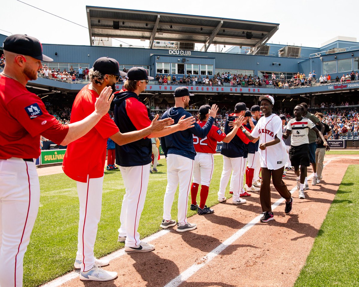 WooSox's tweet photo. Every year in partnership with @umassmemorial, we hold Home Run for Life. This year, we invited 15-year-old Ayuen Leet, who was hit by a speeding car 2 years ago and spent 24 days in a coma battling life-threatening injuries. https://t.co/Aw9aVUPMUn