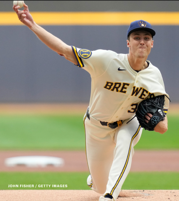 ESPNInsights's tweet photo. Jacob Misiorowski struck out the first seven batters he faced today, setting a new Brewers franchise record! 🔥🔥🔥🔥🔥🔥🔥 https://t.co/zPVtc8phUo