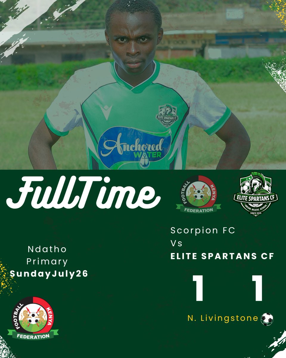 cfelitespartans's tweet photo. FULL TIME

Scorpion FC 1️⃣-1️⃣ Elite Spartans CF

A hard-earned point away from home. We move. 💚⚔️

#EliteSpartansCF #FKF https://t.co/aSDvAHhou2