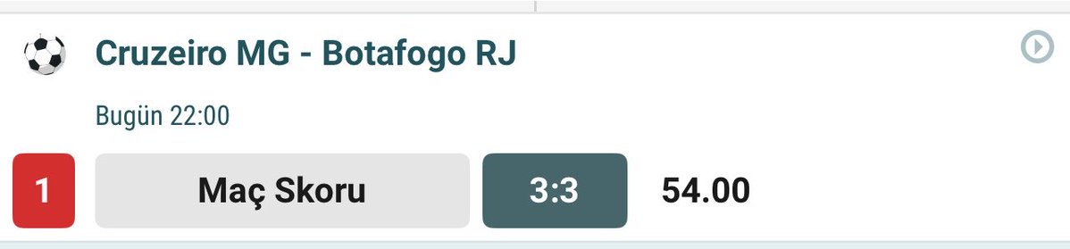 KasaSrrveni1O's tweet photo. ⚽️GÜNÜN MACERASI⚽️
#iddaa

⏰22:00
🏟️Cruzeiro-Botafogo
✍️Maç Skoru 3-3
📊Oran: 54.00 https://t.co/JHIkQBDQL3