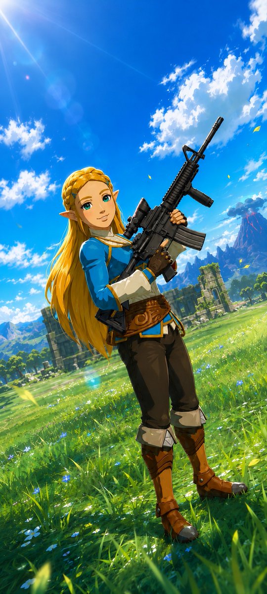 JunkerPanzer41's tweet photo. Made myself a super dope AI wallpaper of Zelda with M4! Feel free to download and enjoy!😁😎

#Zelda https://t.co/iXMwknwufz