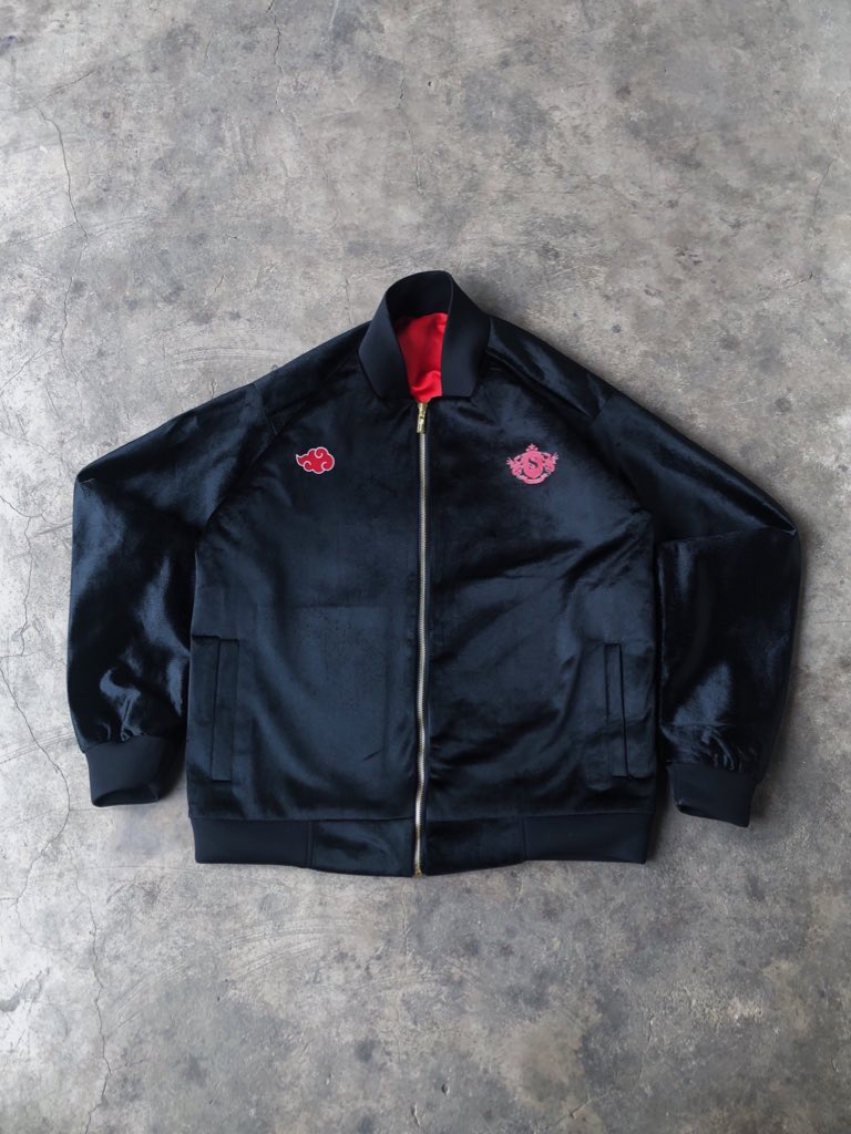 __________Joel's tweet photo. Anime themed suede Varsity jackets I made because why not 🪐.| demon slayer and Naruto respectively 🌟 https://t.co/IYCUQTPo7L