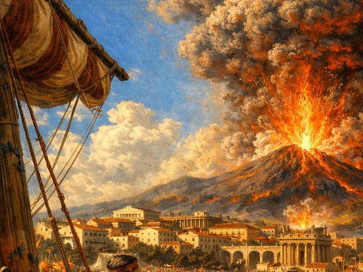 Timeless_Vis's tweet photo. The eruption was meticulously documented by the Roman writer Pliny the Younger, who watched the towering pine-tree-shaped cloud rise from across the Bay of Naples. https://t.co/IXM0h7YJMs