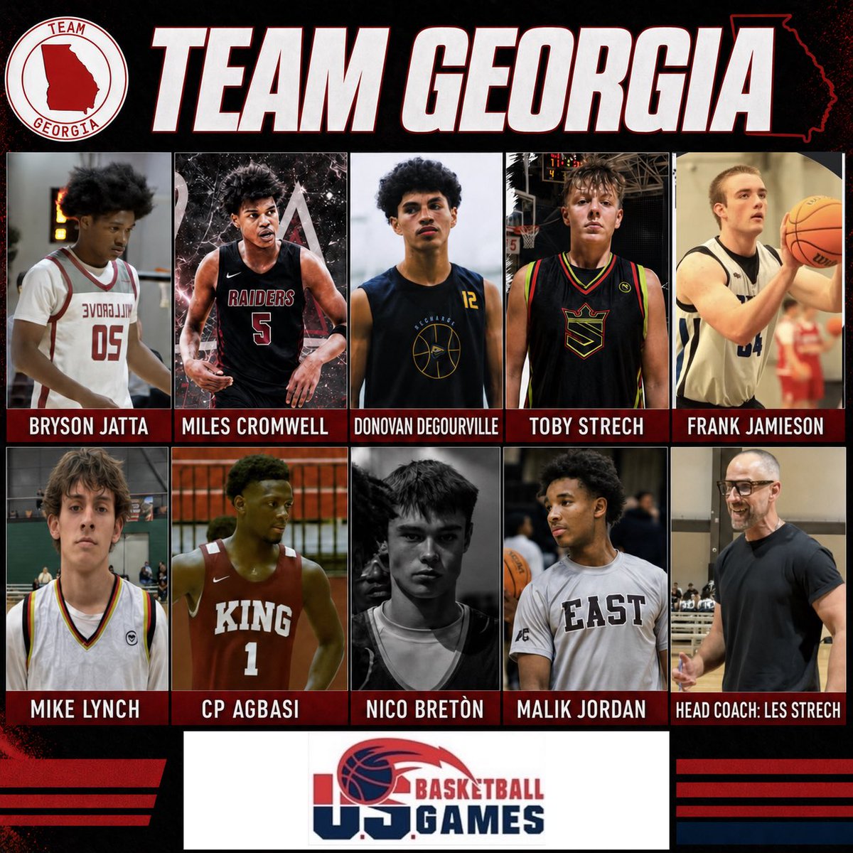 CoachStrech's tweet photo. These athletes were selected to represent  the state of Georgia’s 2028 class in the US Basketball Games.

Excited to lead them next weekend.

@donovanhoops12 @MilesCromwell_5 @BrysonJatta1 @tobias_strech @C5starrr @USbballgames https://t.co/IEC2iGUD8L