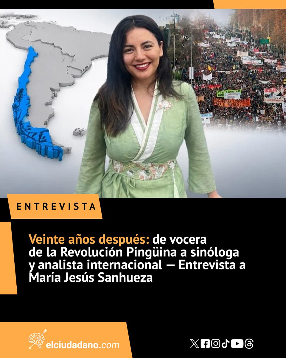 El_Ciudadano's tweet photo. La exvocera de la "Revolución Pingüina", María Jesús Sanhueza, hoy sinóloga y analista internacional, ofrece una relectura del 2006 como un movimiento epistémico que trasciende la teoría política occidental. Vincula la revolución con cosmologías territoriales y la multipolaridad global, cuestionando las narrativas oficiales y abogando por una educación y sociedad con características ancestrales.

¿Y tú, qué opinas? ¡Te leemos en los comentarios!

Lee la nota completa en el link 🔗https://t.co/kGtVQ8cMtn
