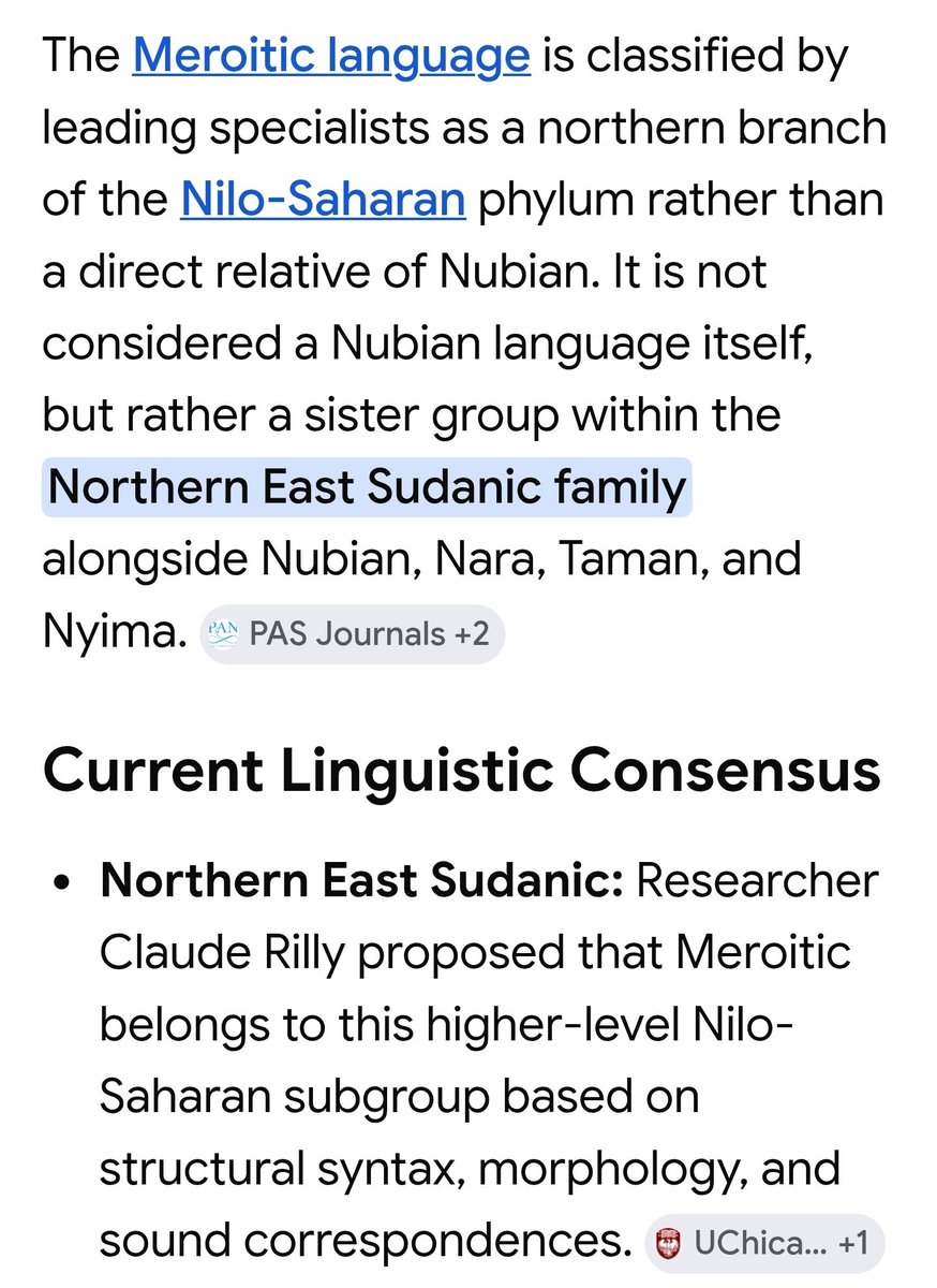 SeanPong_'s tweet photo. @__AbuBaker__ The language spoken by the people of Kush was not a Nubian language. They languages &amp; people co-existed when Nubians began moving into the Kushite Empire but they are separate languages. They are not different because of time. They have always been separate from each other. https://t.co/XzubPyw3BD