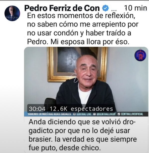 CarlosV1034's tweet photo. @PedroFerrizC Un pendejo , traumado , fracasado y esquizofrénico pseudo periodista que sólo sabe mentir e inventar notas las 24x7 365  llamado Pedro Ferriz buenos sus dos hijas llevan en mismo camino 😂😂😡😡💪🏻💪🏻 https://t.co/ULLNoWRzSL