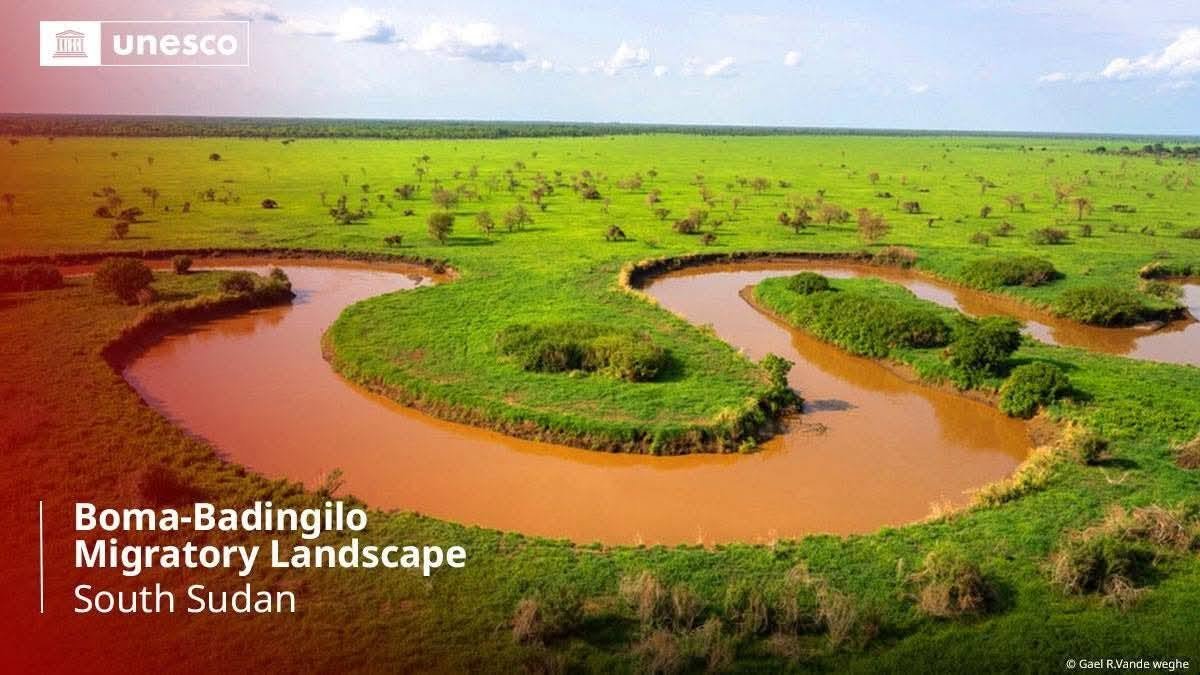 SouthSudanGov's tweet photo. The Boma-Badingilo Migratory Landscape has been inscribed on the UNESCO World Heritage List and the List of World Heritage in Danger. As home to the Great Nile Migration, this landscape marks South Sudan’s first inscription on the World Heritage List. https://t.co/GjHAwKSbo7