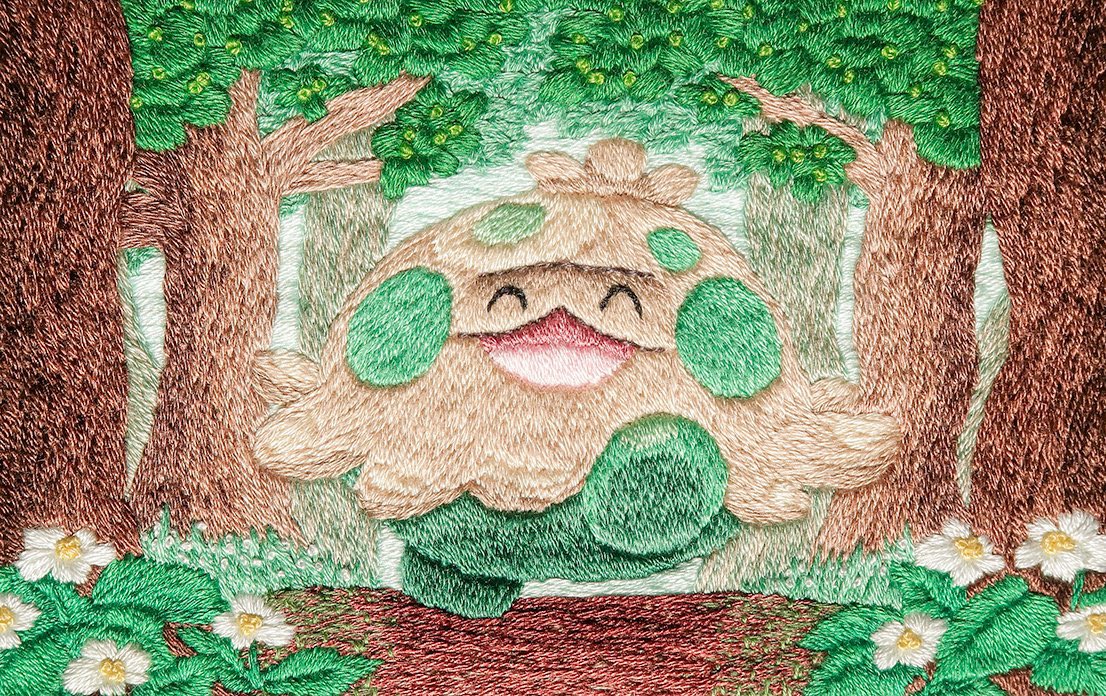 EduMock's tweet photo. More amazing artwork from @tayumade_55 

The new Pokemon artist being introduced in the upcoming Storm Emerald set. 

Everything is embroidered and has amazing detail, def a part of any top artist binder. https://t.co/paHX4KAixq
