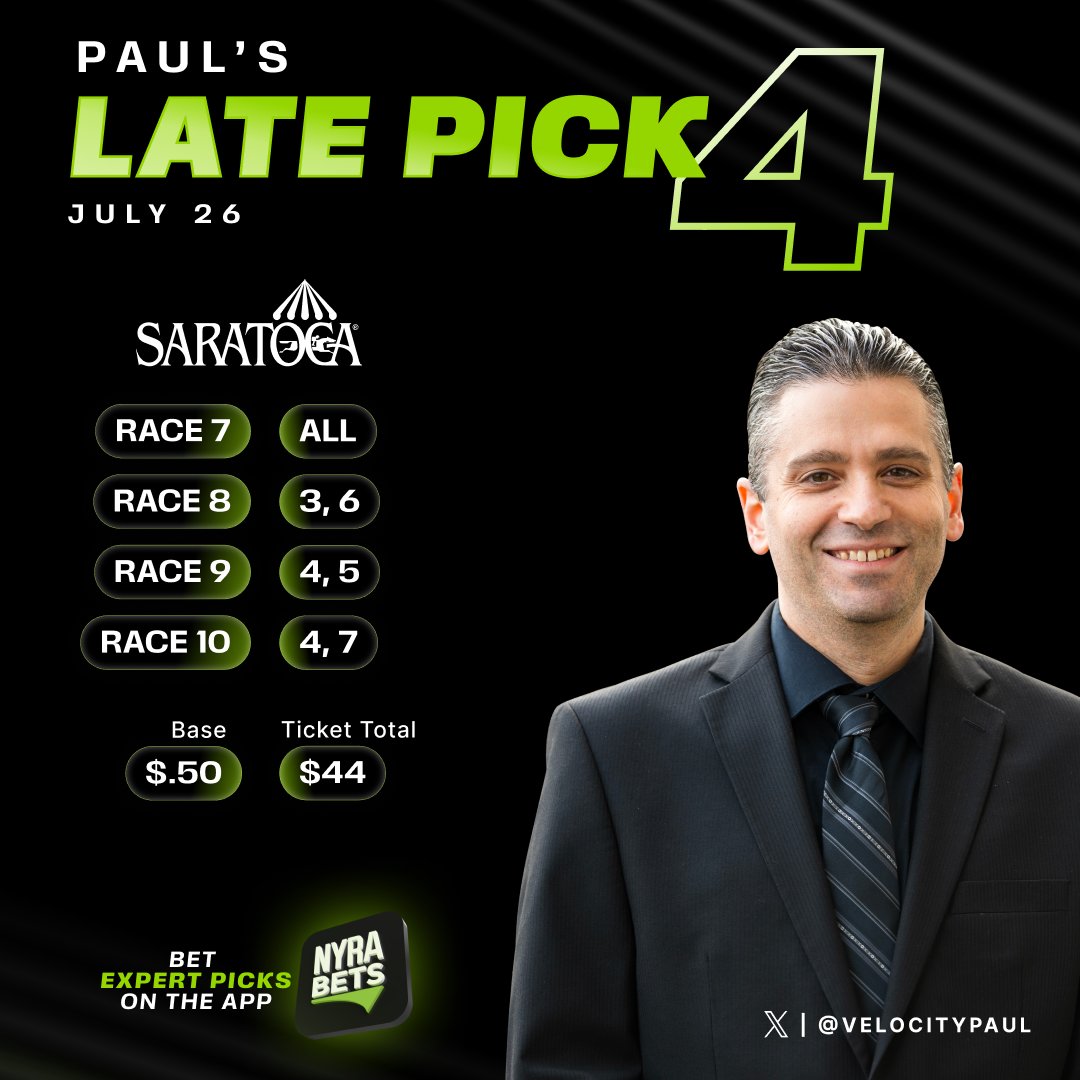 NYRABets's tweet photo. 🎪 Play the LP4 at Saratoga with @VelocityPaul, kicking off in Race 7 at 4:39 PM ET ➡️ https://t.co/HjXcHVF3Nw https://t.co/5hB5Zg0M1g