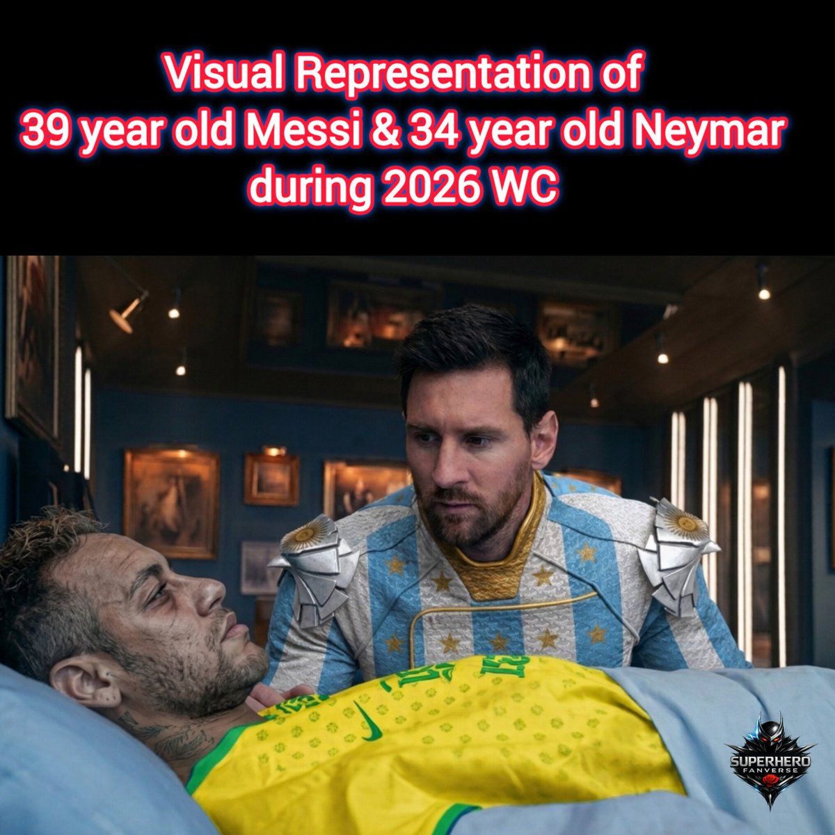 BasedVerse's tweet photo. Neymar at 34 barely getting off the bench vs 39 year old Messi being player of the tournament. He left every contemporary that was compared with him at any point to the dust 🔥 

#messi #lionelmessi #WorldCup2026 #theboys #homelander https://t.co/A8cYZjJ7dq