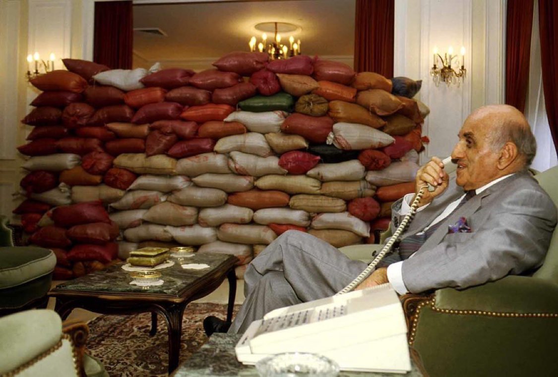 LinkofSunshine's tweet photo. Edmond Naim, governor of Lebanon’s Central Bank, barricaded himself in his office for 8 months during their civil war as he received death threats from both sides for maintaining Central Bank Independence https://t.co/SOGAotdtf1