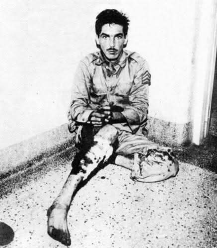 GobiernoCuba's tweet photo. "José Luis Tasende, uno de los mártires del Moncada, el de la mirada fija, aquí está con su hija Temis, la pequeña que en 1960 vería a la Revolución convertir en escuela el cuartel donde fue asesinado su padre el 26 de julio de 1953".

✍️| @OHistoricos https://t.co/vO5uUaKqqa