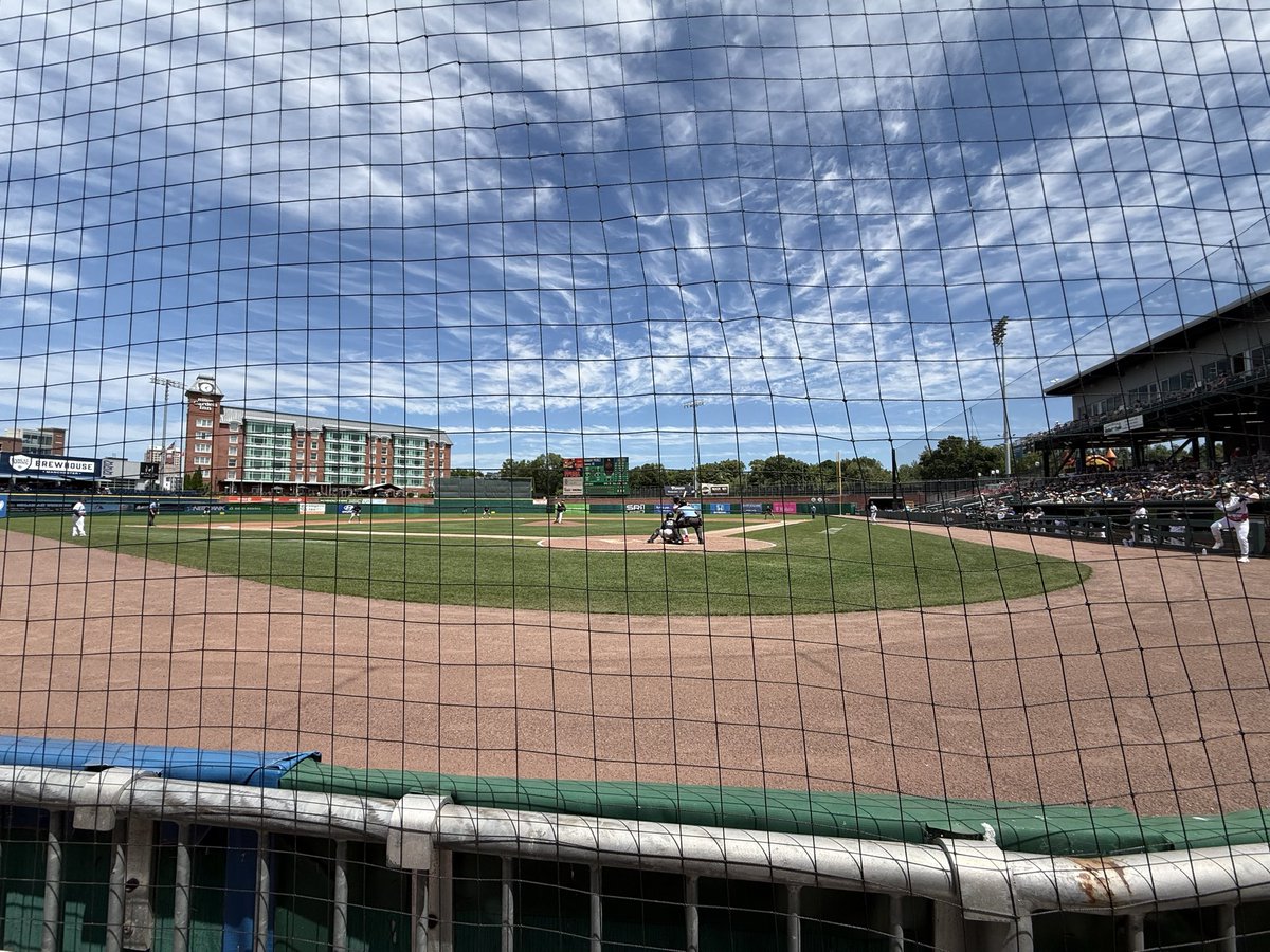CStoneman3's tweet photo. The office today is in Manchester, NH. Fishers Cats vs. Somerset Patriots. 2024 Yankees first rounder Ben Hess on the mound. https://t.co/sST3wdvDX3