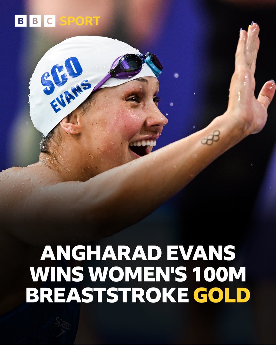 BBCSportScot's tweet photo. Angharad Evans gets gold!

What a race! The Scot was behind with 25m to go, but she times her finish to perfection to beat South Africa's Aimee Canny to the gold medal by 0.12 seconds!

It's Scotland's fourth gold of the 2026 Commonwealth Games. https://t.co/owaxTIQBKW