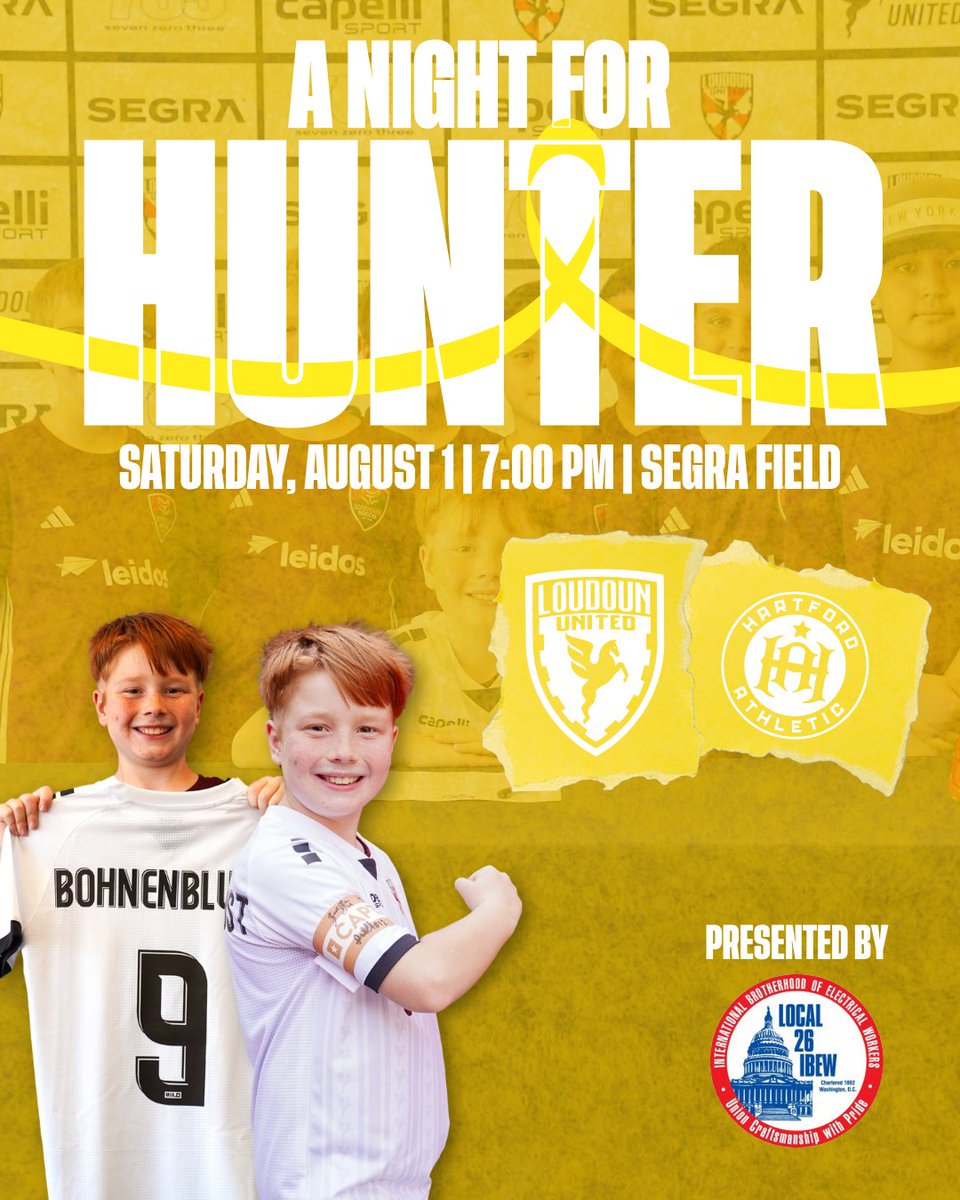 LoudounUnitedFC's tweet photo. 🔴 NEXT MATCH ⚪️

🎗️ A Night for Hunter, presented by IBEW Local 26
🏆 USL Championship
🆚 Hartford Athletic
🏟️ Segra Field
🕔 7:00 PM Kickoff

🎟️ https://t.co/duXBm6WD6J https://t.co/uoYPcVp1Wx