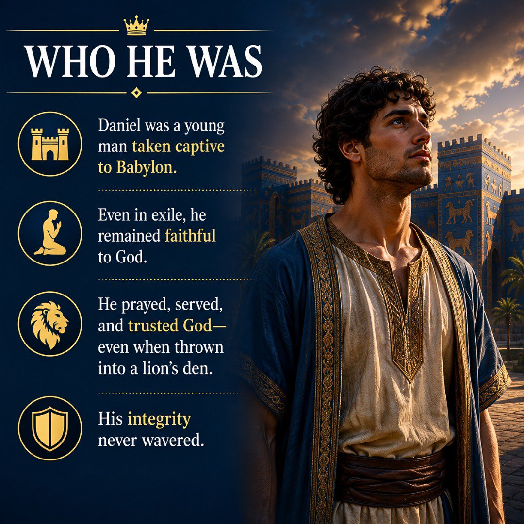 ceekaydigital's tweet photo. Daniel — A Man of Integrity 🦁

His integrity never wavered.

What We Learn from Daniel:

✅ Integrity matters more than convenience.
✅ Faithfulness in small things leads to favor in big things.
✅ God protects those who honor Him. https://t.co/KynXiaSSJD