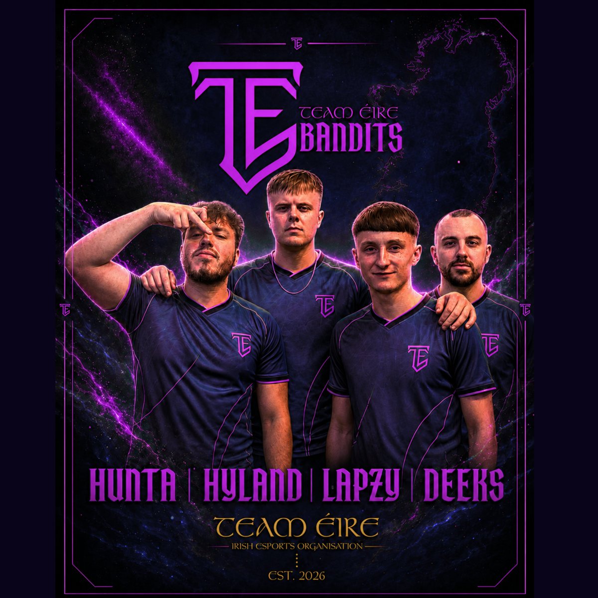 TeamEire_'s tweet photo. Introducing the first of our rosters for @AMeLeague Season 4 🇮🇪

The penultimate season for amateur Call of Duty Black Ops 7 🔥

TÉ Bandits👓

@1Huntaa 
@hyland_eu 
@DeeksEU 
@thatlapzy 
@NURI09_ 

Representing @TeamEire_  in Division 7🫡 https://t.co/PwmmWAwFXy