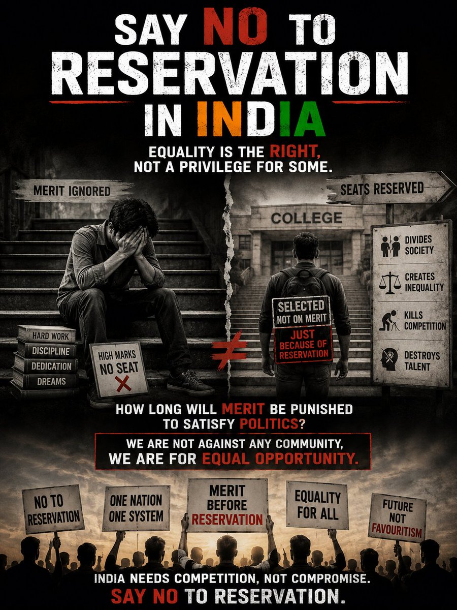imhrks21's tweet photo. Merit should be the priority 

#ReservationFreeIndia https://t.co/9UYirWylGo